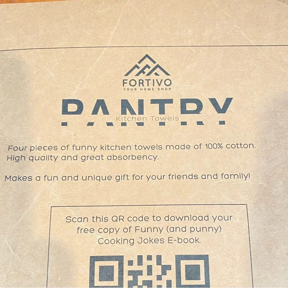 Fortivo Pantry White Tea Towels Set of 4 New with tags